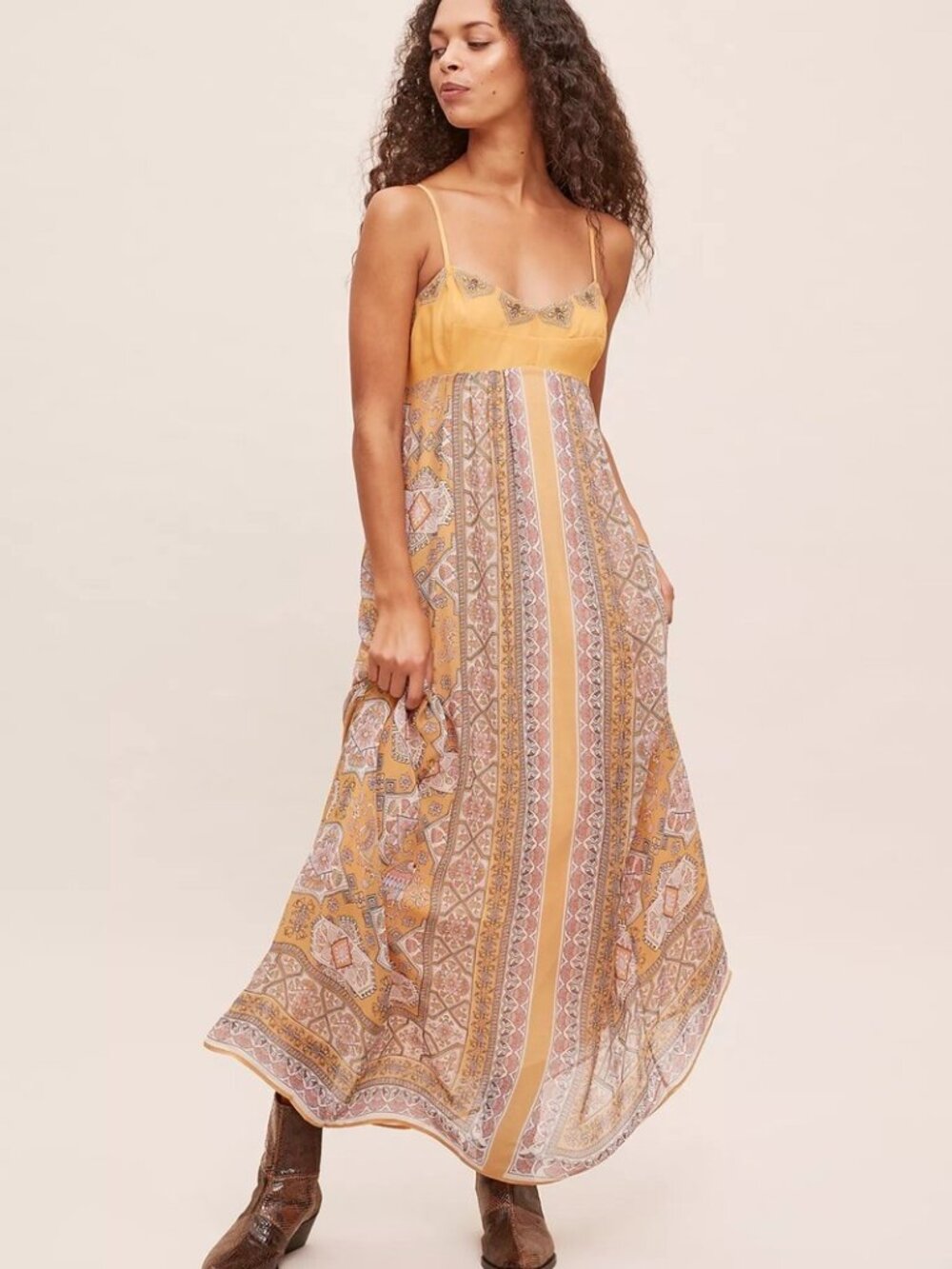 ANTHROPOLOGIE Calida Boho Maxi Dress, Women's Size 8 Petite